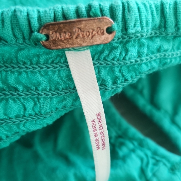 Free People Teal Halter Ruched Peplum Crop Top - Picture 2 of 6